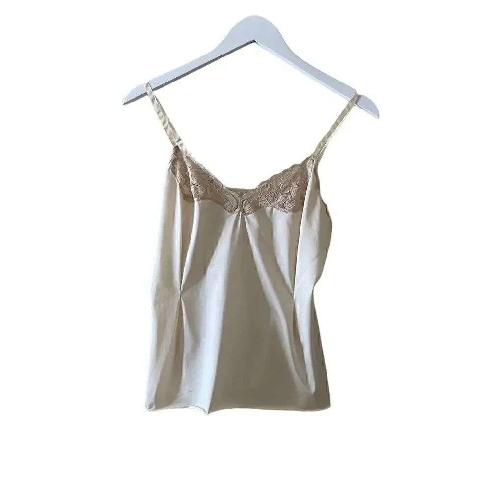 Vintage Vanity Fair Camisole, Rose Lace Embroidered Adjustable Straps Sz 32